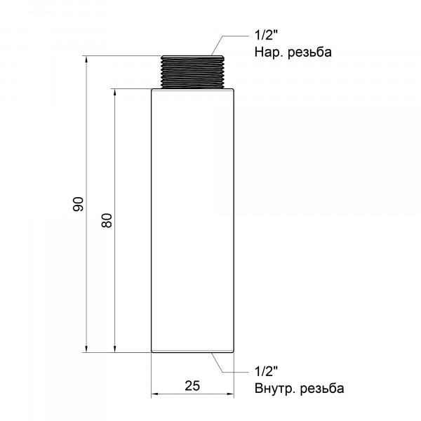Удлинитель Thermo Alliance Standart 80х1/2" хром SD1301580
