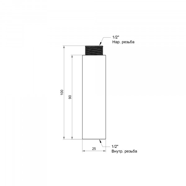 Удлинитель Thermo Alliance Standart 90х1/2" хром SD1301590