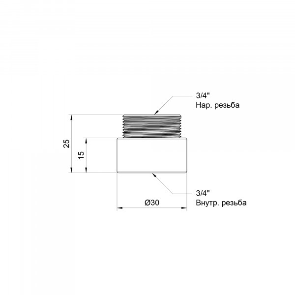Удлинитель Thermo Alliance Standart 15х3/4" хром SD1302015