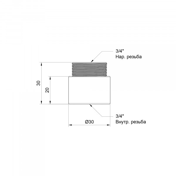 Удлинитель Thermo Alliance Standart 20х3/4" хром SD1302020