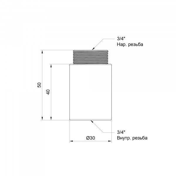 Удлинитель Thermo Alliance Standart 40х3/4" хром SD1302040