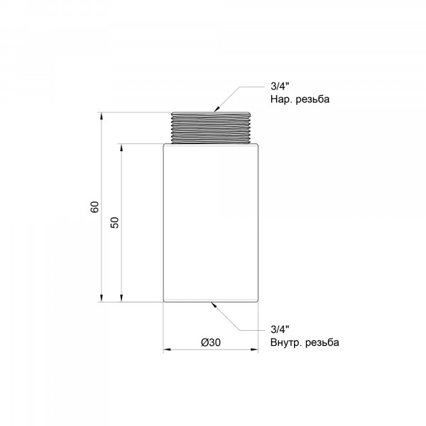 Удлинитель Thermo Alliance Standart 50х3/4" хром SD1302050