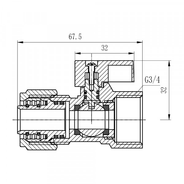Кран шаровой обжимной Thermo Alliance Forte 20х3/4" ВР SF264W20