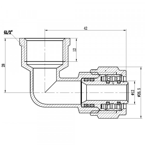 Уголок обжимной Thermo Alliance Forte 16х1/2" ВР SF174W1615