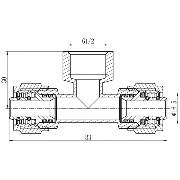 Тройник обжимной Thermo Alliance Forte 16х1/2"х16 ВР SF177W161516