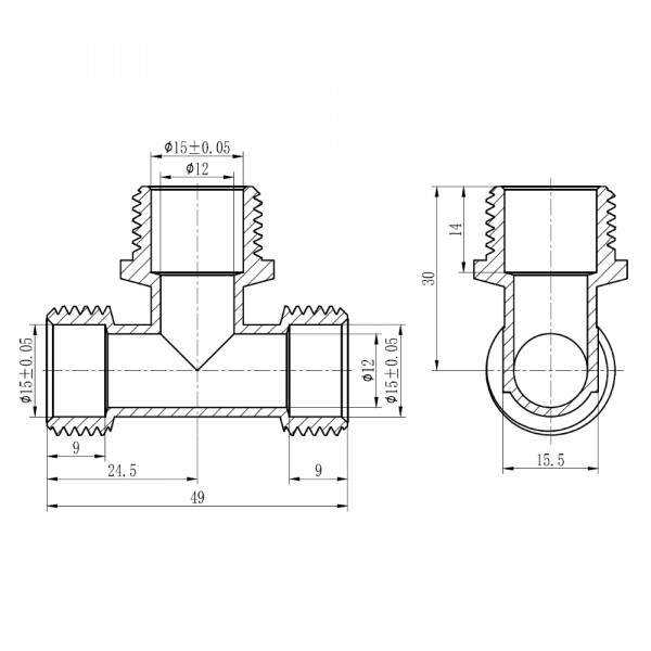 Тройник обжимной Thermo Alliance Forte 16х1/2"х16 НР SF178W161516