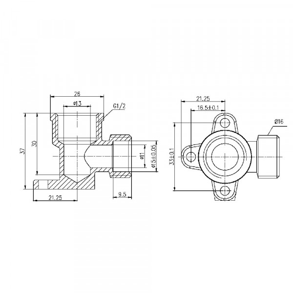 Уголок обжимной настенный Thermo Alliance Forte 16х1/2" ВР SF179W1615