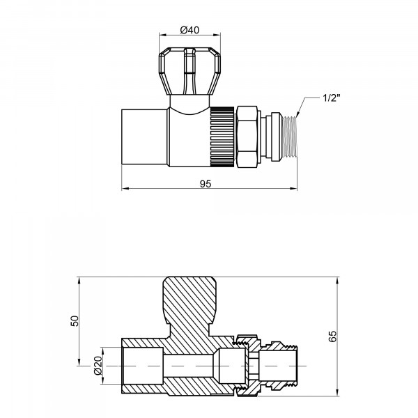 Кран шаровой радиаторный PPR Thermo Alliance 20х1/2" прямой