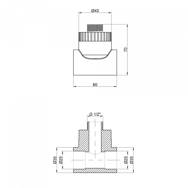 Трійник PPR Thermo Alliance 25х1/2"х25 ЗР