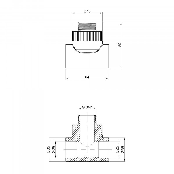 Тройник PPR Thermo Alliance 25х3/4"х25 НР
