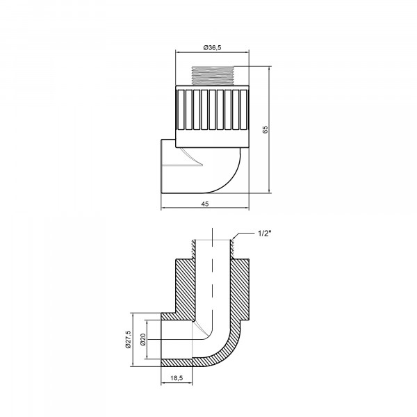 Кутик PPR Thermo Alliance 20х1/2" ЗР