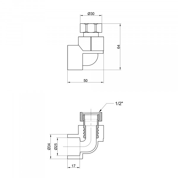 Уголок PPR Thermo Alliance с накидной гайкой 25х3/4" ВР