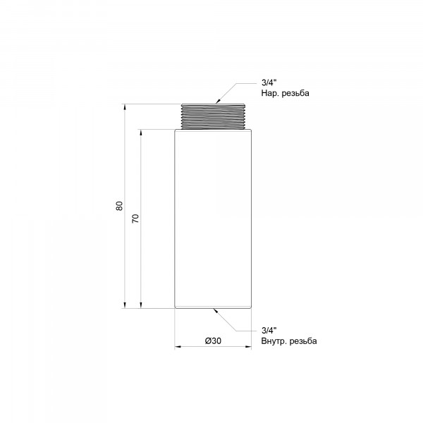 Удлинитель Thermo Alliance Standart 70х3/4" хром SD1302070