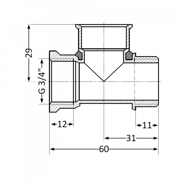 Тройник Thermo Alliance Standart 3/4" ВВН SD41320