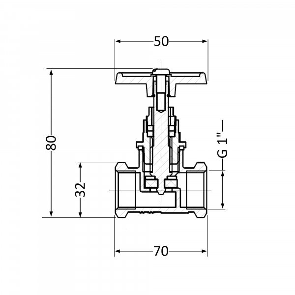 Вентиль латунний SD 25х1" ВР (YA)