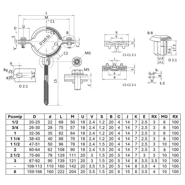 Хомут Thermo Alliance Standart 2" с черной резиной (D60-64 мм) SD10050B