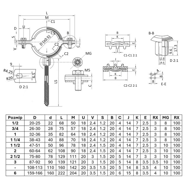 Хомут Thermo Alliance Standart 4" с черной резиной (D108-113 мм) SD100100B