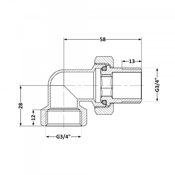 Сгон-американка Thermo Alliance Standart 3/4"ВН никель, угловой TAS191W20