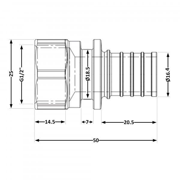 Переходних под натяжную гильзу Icma №1033 d16х2,2-1/2"В 851033ADBO05