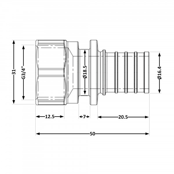 Переходних под натяжную гильзу Icma №1033 d20х2,8-3/4"В 851033AEGW05