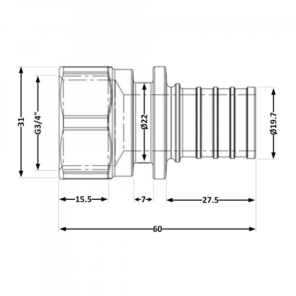 Переходних под натяжную гильзу Icma №1033 d25х3,5-3/4"В 851033AEGX05