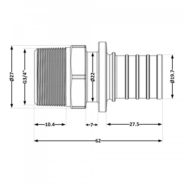 Переходних под натяжную гильзу Icma №1034  d25х3,5-3/4"З 851034AEGX05
