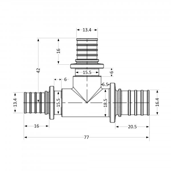 Тройник натяжной Icma №1039 d20х16х16 851039GWBOBO0