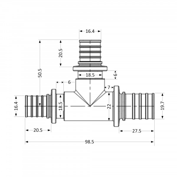 Тройник натяжной Icma №1039 d25х20х20 851039GXGWGW0