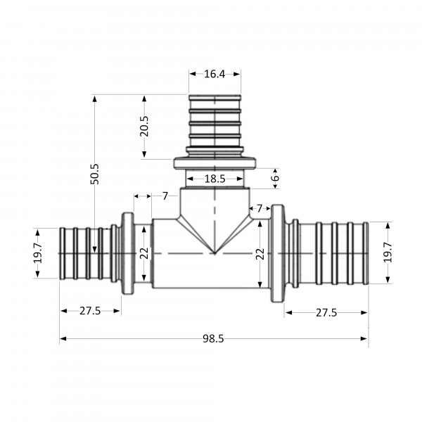 Тройник натяжной Icma №1039 d25х20х25 851039GXGWGX05