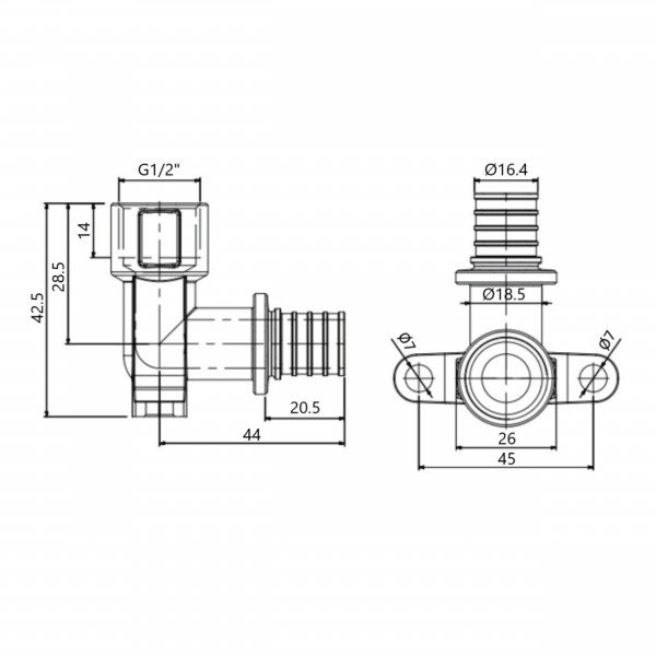 Угол натяжной Icma №1040 d20х2,8-1/2"В настенный 851040ADGW0