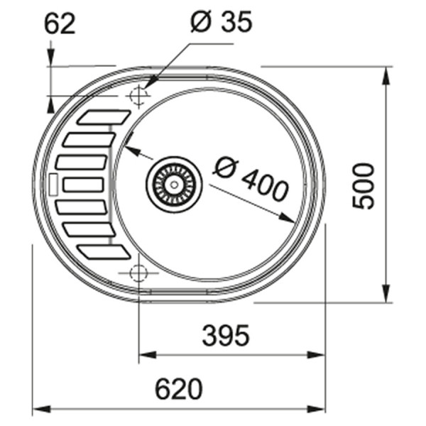 Кухонная мойка Franke Ronda ROG 611-62, фрагранит, 620x500 мм, оникс