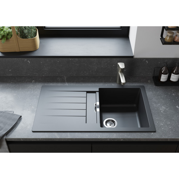 Кухонная мойка Hansgrohe S52 S520-F345, SilicaTec, 840x480 мм, черный графит
