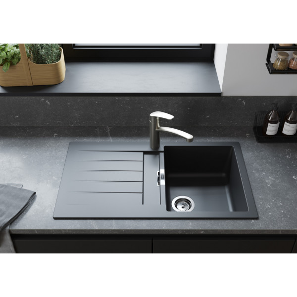 Кухонная мойка Hansgrohe S52 S520-F345, SilicaTec, 840x480 мм, черный графит