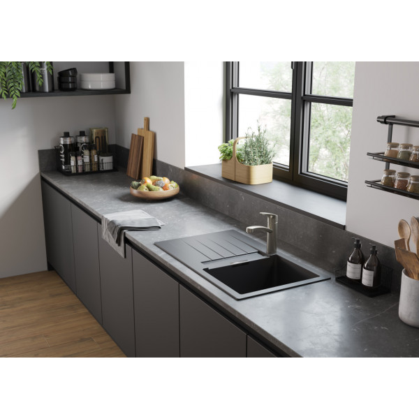 Кухонная мойка Hansgrohe S52 S520-F345, SilicaTec, 840x480 мм, черный графит