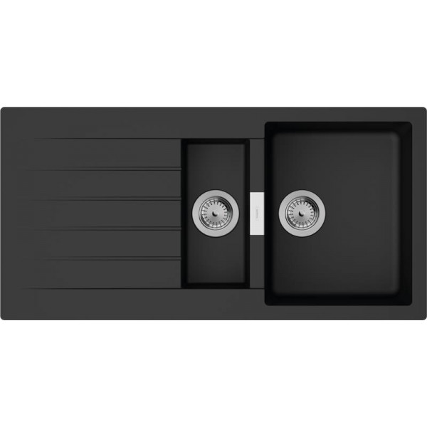 Кухонная мойка Hansgrohe S52 S520-F530, SilicaTec, 980x480 мм, черный графит