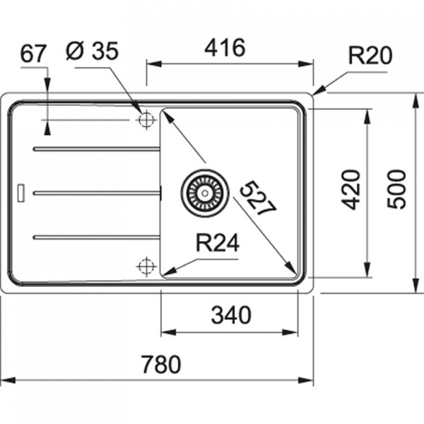 Кухонная мойка Franke Basis BFG 611-78, гранит, 780x500 мм, черный