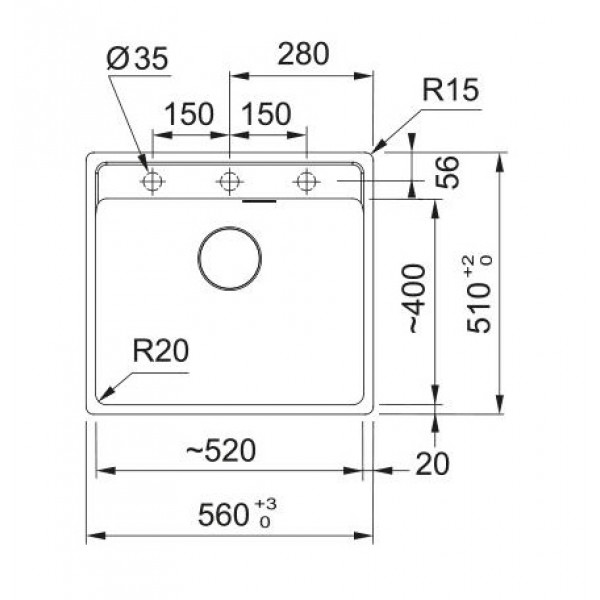Кухонная мойка Franke Maris MRG 610-52 TL, фрагранит, 560x510 мм