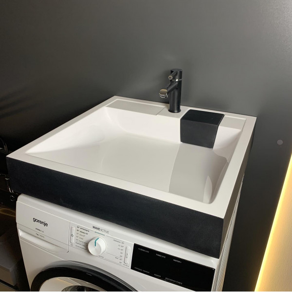 Раковина для ванної Раковина Adamant WASHER NEW, штучний камінь, 595x595 мм, чорно-білий