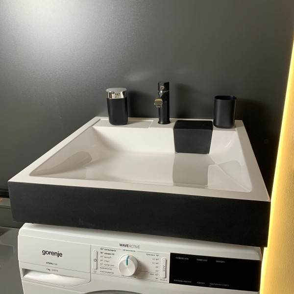 Раковина для ванної Раковина Adamant WASHER NEW, штучний камінь, 595x595 мм, чорно-білий