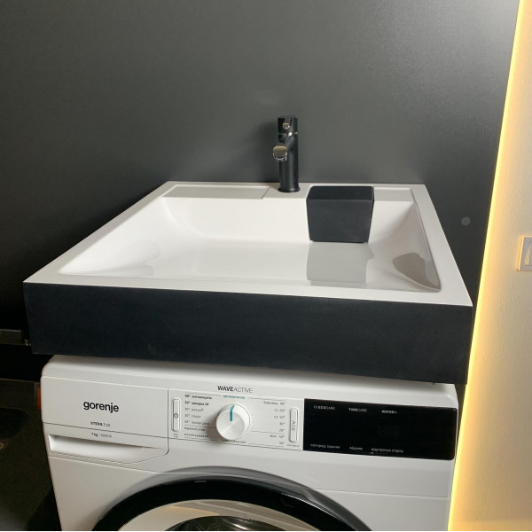 Раковина для ванної Раковина Adamant WASHER NEW, штучний камінь, 595x595 мм, чорно-білий