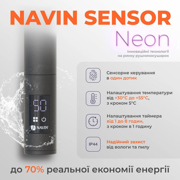 Полотенцесушитель электрический Navin Камелия (12-207133-4880), 800x480x105 мм, с таймером-регулятором, сталь, черный муар
