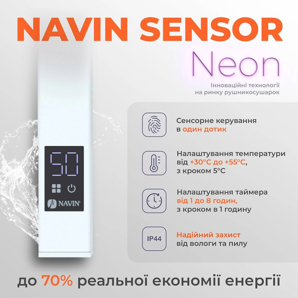 Полотенцесушитель электрический Navin Грандиш (12-108053-4880), 800x480x161 мм, с таймером-регулятором, сталь, белый