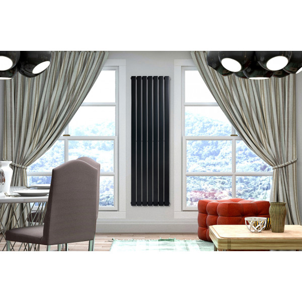 Вертикальный дизайнерский радиатор отопления ARTTIDESIGN Livorno 7/2200/476/50 черный матовый