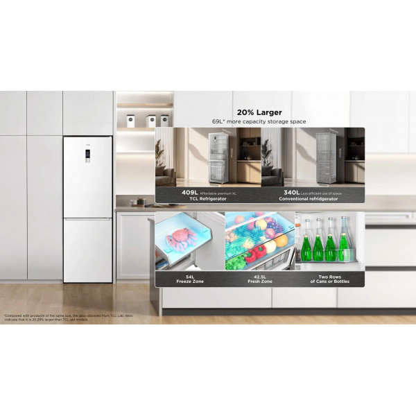 Двухкамерный холодильник TCL RP409BWE0BA No Frost