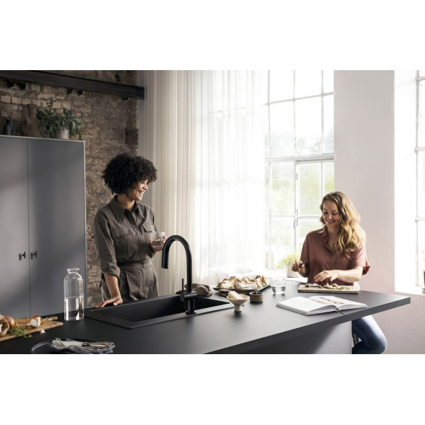 Смеситель Aqittura M91 FilterSystem 210 1jet pull-out кухонный набор с Harmony, Matt Black (76801670)