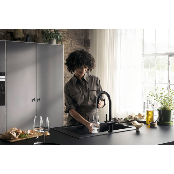 Смеситель Aqittura M91 FilterSystem 210 1jet pull-out кухонный набор с Harmony, Matt Black (76801670)
