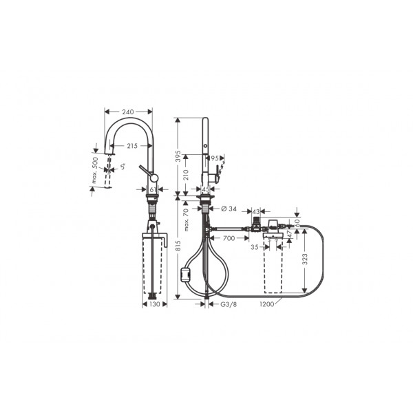 Смеситель Aqittura M91 FilterSystem 210 1jet pull-out кухонный, Chrome (76803000)