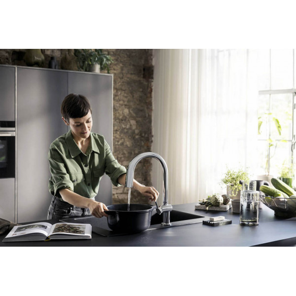Смеситель Aqittura M91 SodaSystem 210, 1jet, pull-out, Sbox, кухонный сет, Chrome (76836000)
