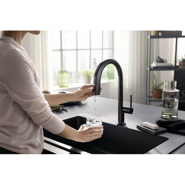 Смеситель Aqittura M91 SodaSystem 210, 1jet, pull-out, Sbox, кухонный сет, Matt Black (76836670)