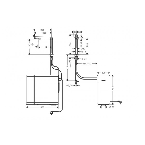 Смеситель Aqittura M91 SodaSystem 240, 1jet, кухонный набор, Chrome (76837000)
